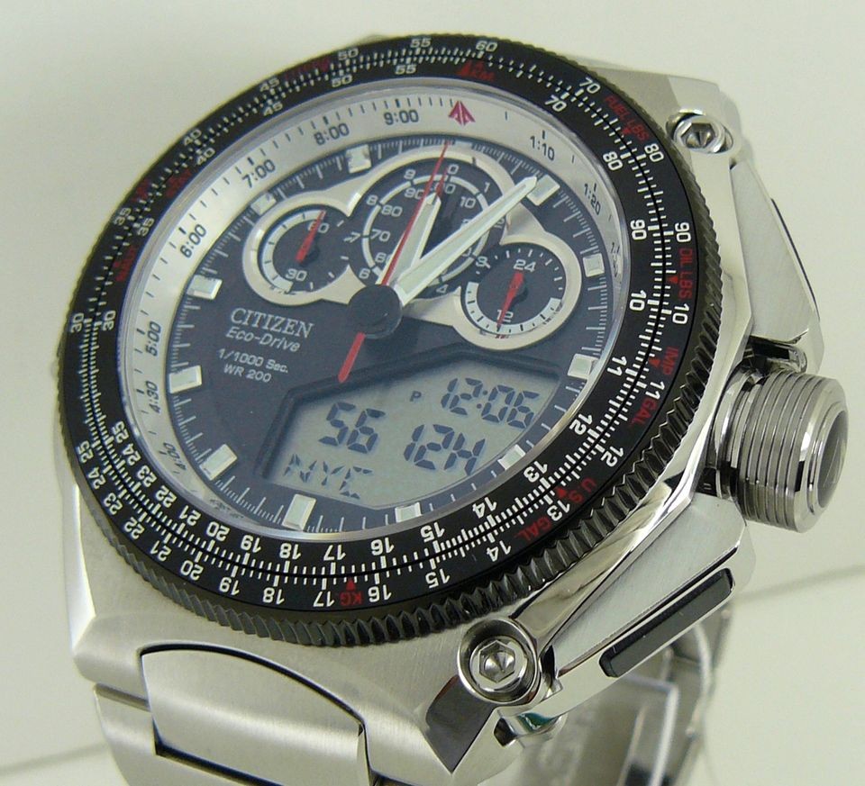 CITIZEN ECODRIVE PROMASTER CHRONO DUAL DISPLAY WORLDTIME 200M JW0051 