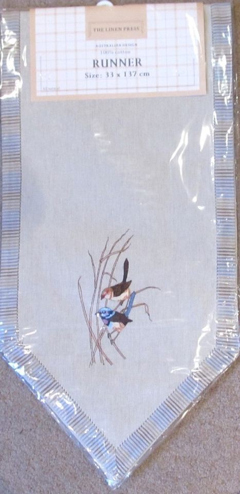   Designed Superb Fairy Wrensor Blue Wrens  Cotton Table Runner