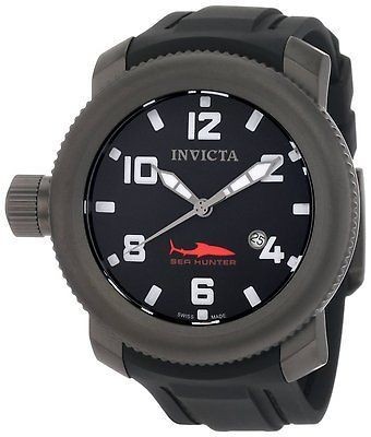   NEW INVICTA MENS 1547 SEA HUNTER COLLECTION BLACK DIAL RUBBER WATCH