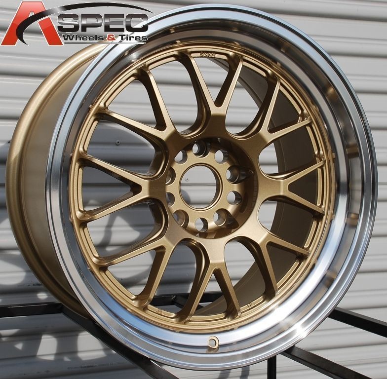 18X9.5 ROTA MXR R 5X114.3 +38 73 GOLD MACHINED LIP WHEELS FIT RSX TSX 