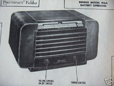 BENDIX 416A RADIO PHOTOFACT