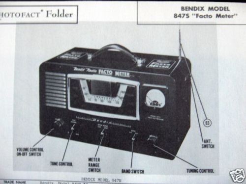 BENDIX FACTO METER 847S RADIO PHOTOFACT