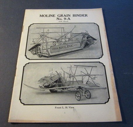 Old 1920s MOLINE Grain Binder 9 A Illustrated Repair CATALOG   Left 