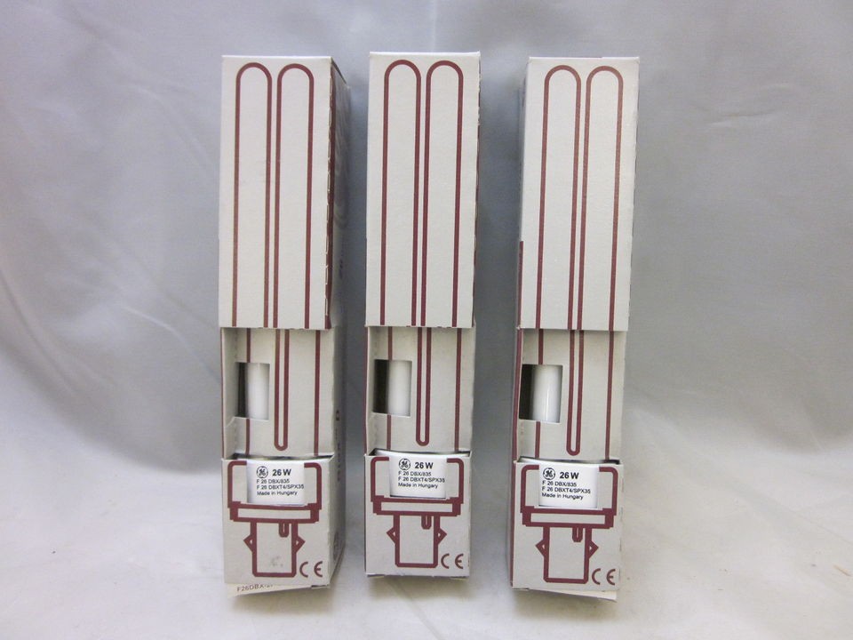 Lot 3 GE Biax D Compact Fluorescent Light Bulbs 26W F26DBXT4/SPX35 