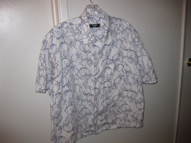 Iceberg History Mens S/S Shirt Gray Donald Duck, Cotton XL, shortened 