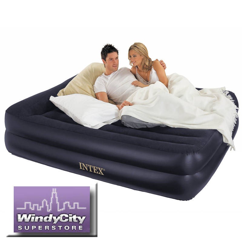 Intex Queen Raised Airbed Air Mattress Bed w/ Pump New