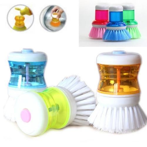 Palm Dish Brush with Washing Up Liquid Soap Dispenser Storage Set