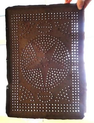 1800s antique early TIN HAND PUNCHED STAR PIE SAFE PANEL primitive 