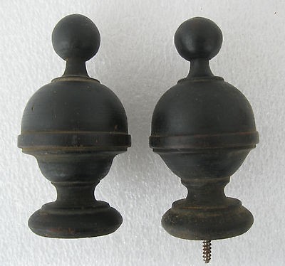 PAIR OF BLACK AESTHETIC PERIOD VICTORIAN WALNUT FINIALS