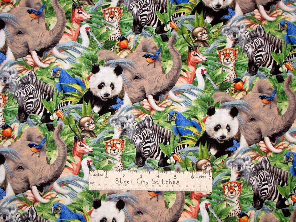 Animal Zebra Panda Monkey Elephant Koala Tiger Wold Wildlife Cotton 