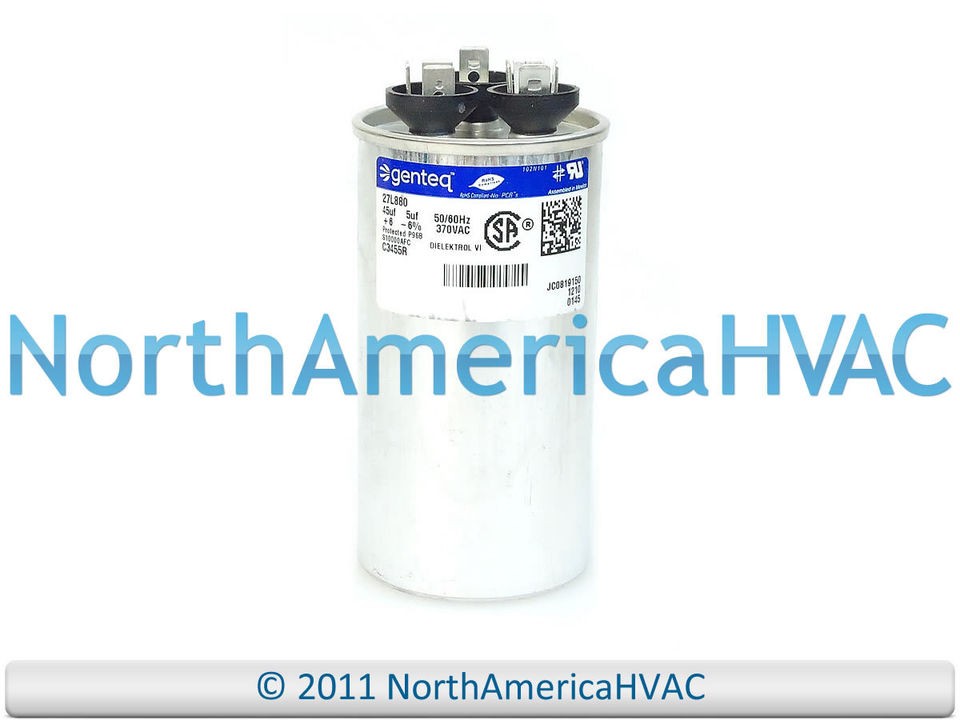 GE Genteq Capacitor Dual Run Round 45/5 uf MFD 370 Volt VAC 97F9895 