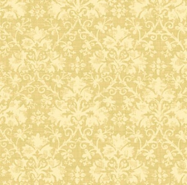 Distressed CREAM Lt GREEN DAMASK Antiqued VICTORIAN Vintage Wallpaper 