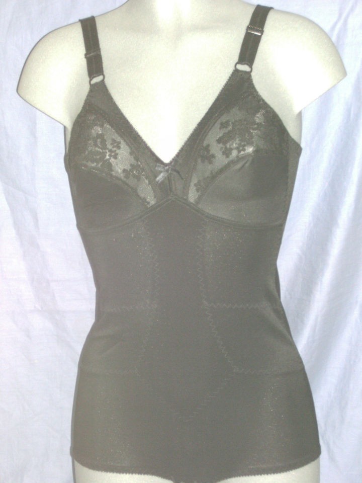 AUTUN LEAF BLACK VINTAGE STYLE ALL IN ONE SHAPEWEAR BODY / GIRDLE NEW 