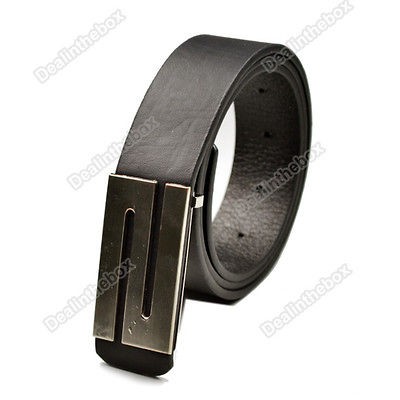 Premium Fashion Stylish Mens Faux Leather S Shape Silver Metal Buckle 