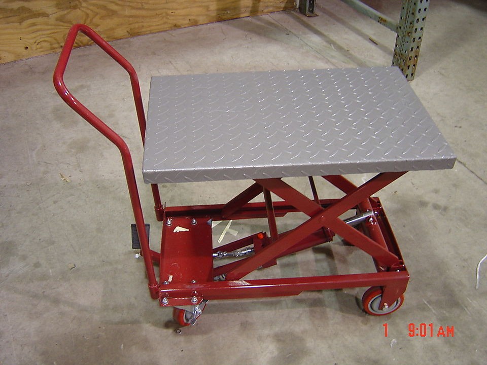 NEW DIAMOND PLATE STEEL TOP HYDRAULIC LIFT TABLE CART 500 LB 143654