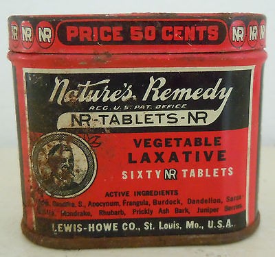 VINTAGE NATURES REMEDY VETABLE LAXATIVE TIN