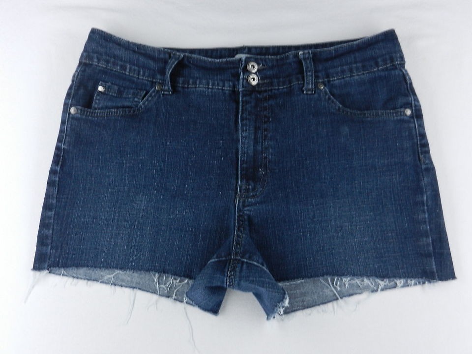 Bandolinoblu Daisy Duke Frayed Hem Dark Denim Jeans Shorts Womens Sz 