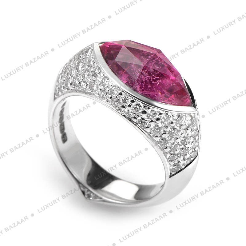 Stephen Webster 18K White Gold Diamond and Pink Sapphire Ring