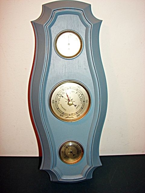 RETRO BLUE WALL HANGING AIRGUIDE 3 GAUGE BAROMETER SET   CHICAGO 