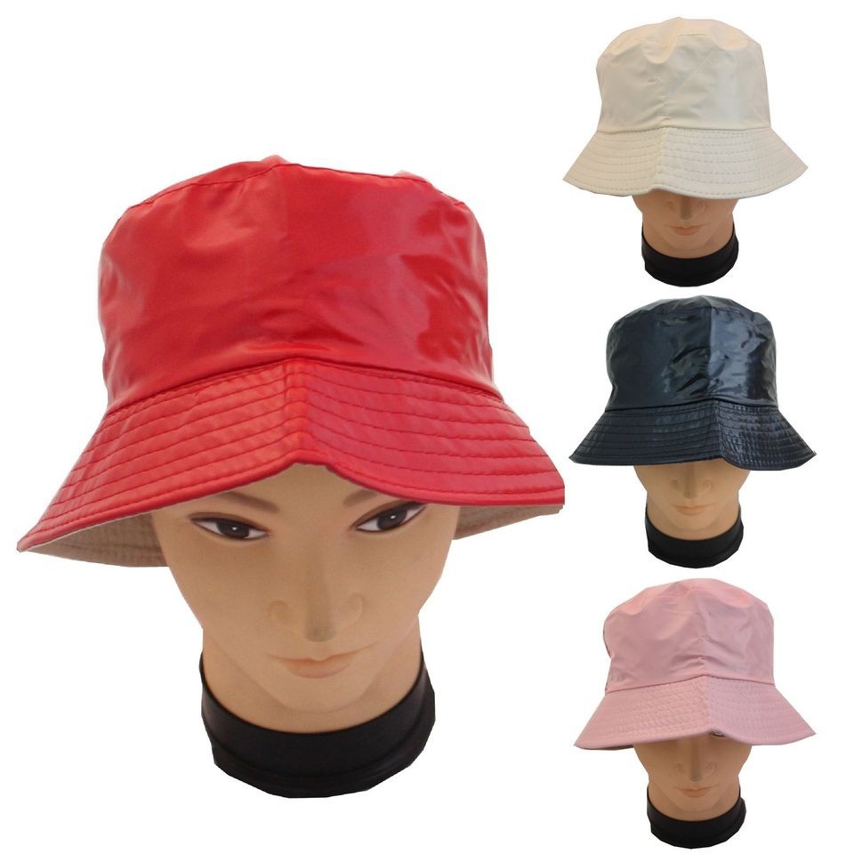   Folding Rain Bucket Wet Shiney Look Celebrity Style Waterproof Hat