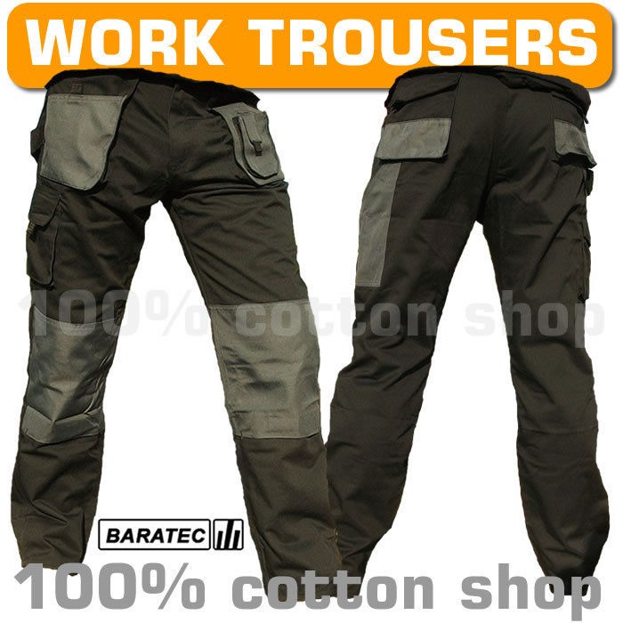   Mens Cargo Combat Work Wear Trousers Pants Knee Pad Pockets Black Navy