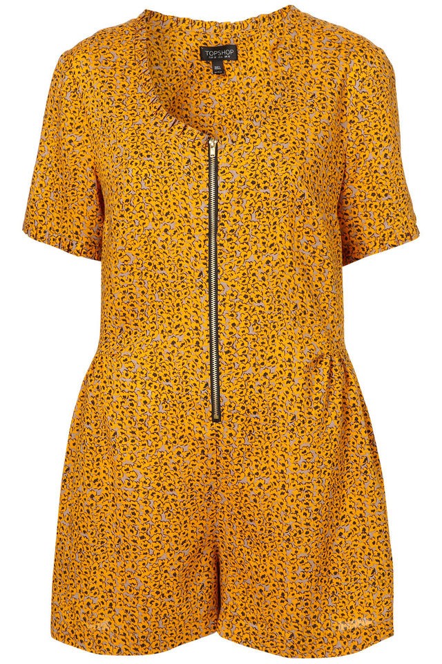 TOPSHOP Mustard Grunge Floral Ditsy Playsuit UK6/8 BNWT