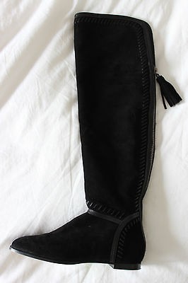   LOVE STORY CHIC***JIMMY CHOO WHIPSTITCHED FLAT MOCCASIN BOOTS*37.5