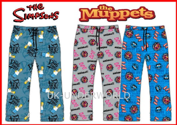   LOUNGE PANTS PYJAMAS BOTTOMS NIGHTWEAR SIMPSONS & MUPPETS S M L XL