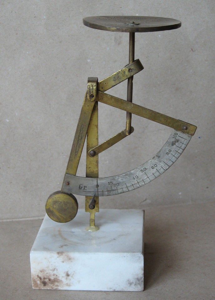 ANTIQUE GERMAN TABLE LEVER POSTAL LETTER SCALE BALANCE / 100 g