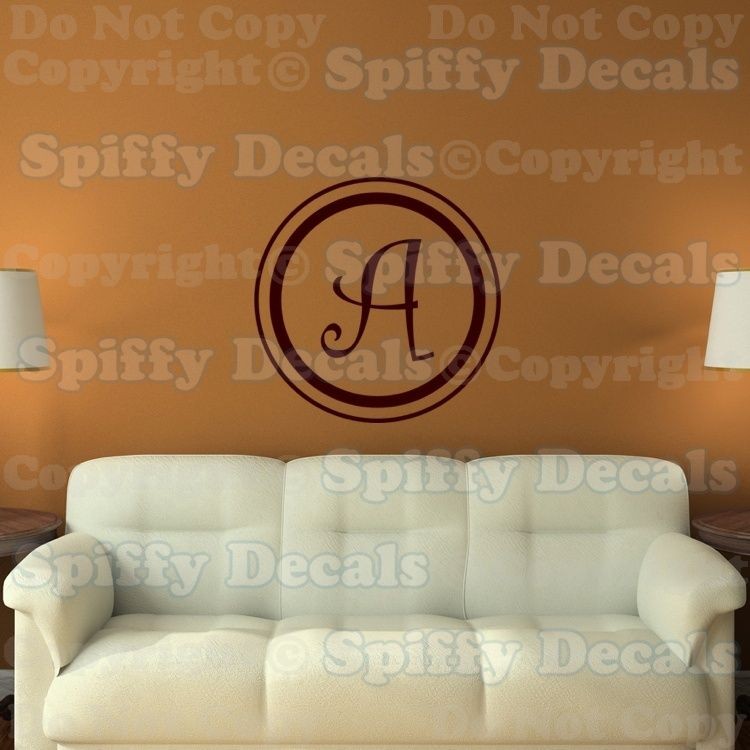   CUSTOM CIRCLE FAMILY CURLY LETTER MONOGRAM Vinyl Wall Decal Sticker