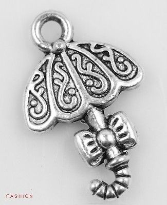   Lot 20pcs Tibet Silver Christmas Umbrella Two Sided Charm Pendants