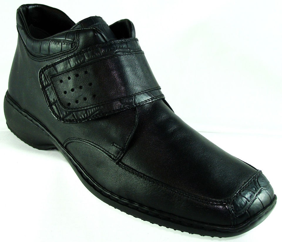   Antistress Doro Black Leather Velcro Slip Ons 10/42 CB Womens New