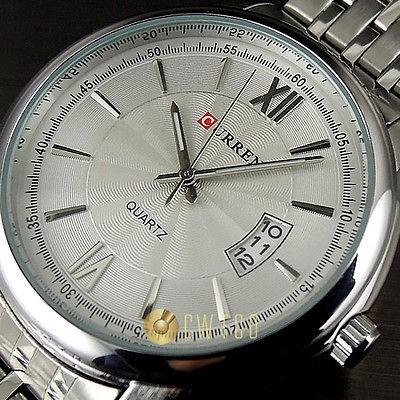 SPORT WATER QUARTZ HOURS DATE HAND LUXURY CLOCK MEN STEEL WRIST WATCH 