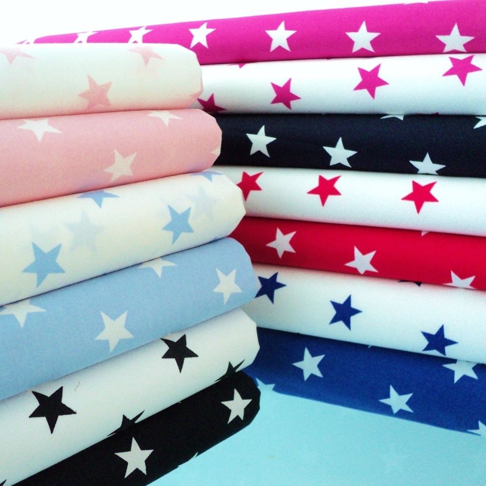 STARS   100% FINE COTTON POPLIN FABRIC per m CHOOSE YOUR COLOR 