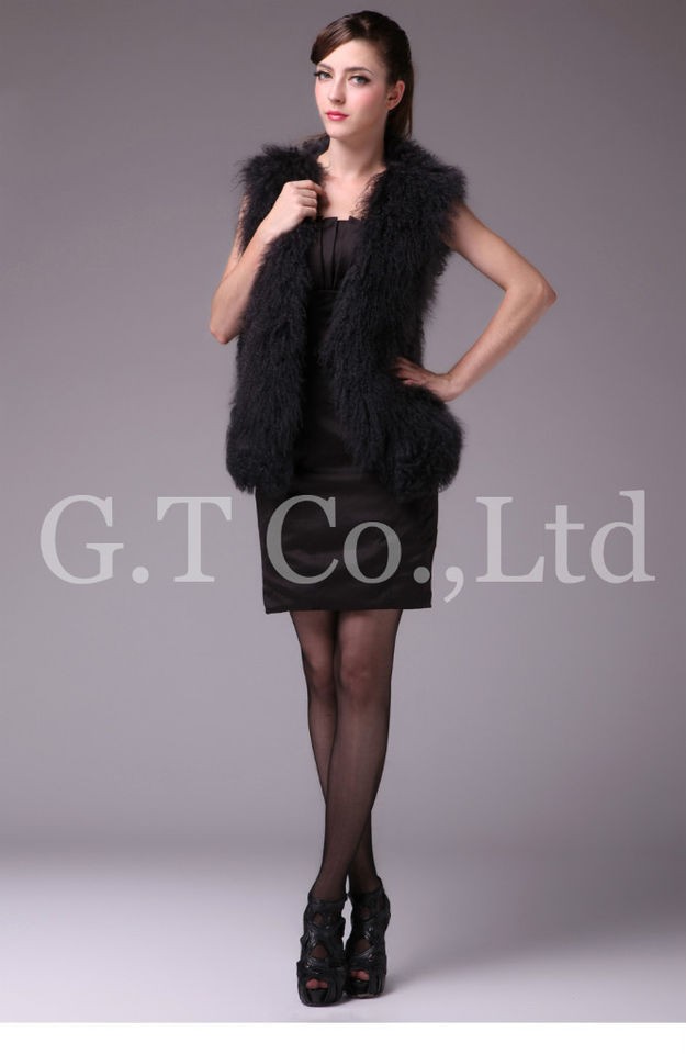   winter sheep fur lamb vests gilet garment waistcoats clothing vest