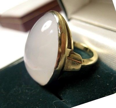 WOW TAILORED ELEGANT HUGE 31ct WHITE MOONSTONE ANTIQUE VICTORIAN 10K 