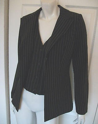 WMNS M BLAZER W/ VEST BLACK W/ VERTICAL TAN STRIPES by EYE CANDY