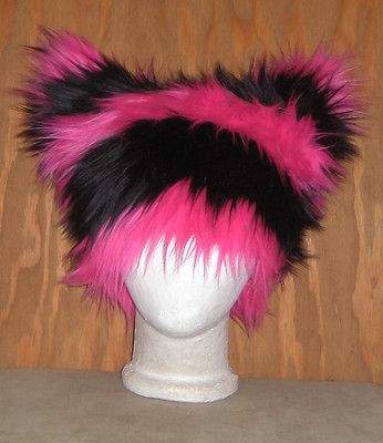 CHESHIRE STRIPE KITTY CAT FUR HAT ALICE ANIME COSPLAY KAWAII CYBER 