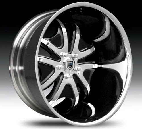 22 Asanti AFC405 Black Mach Chrome Wheels Rims 2 Piece