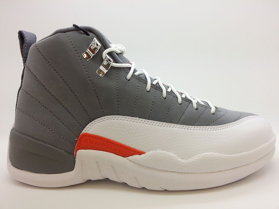 130690 012] Mens Air Jordan 12 Retro Cool Grey White Team Orange 2012 