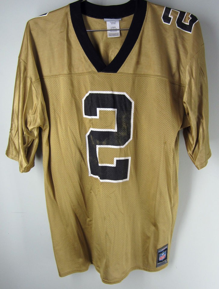 New Orleans Saints #2 Aaron Brooks jersey gold NFL football QB sz L 