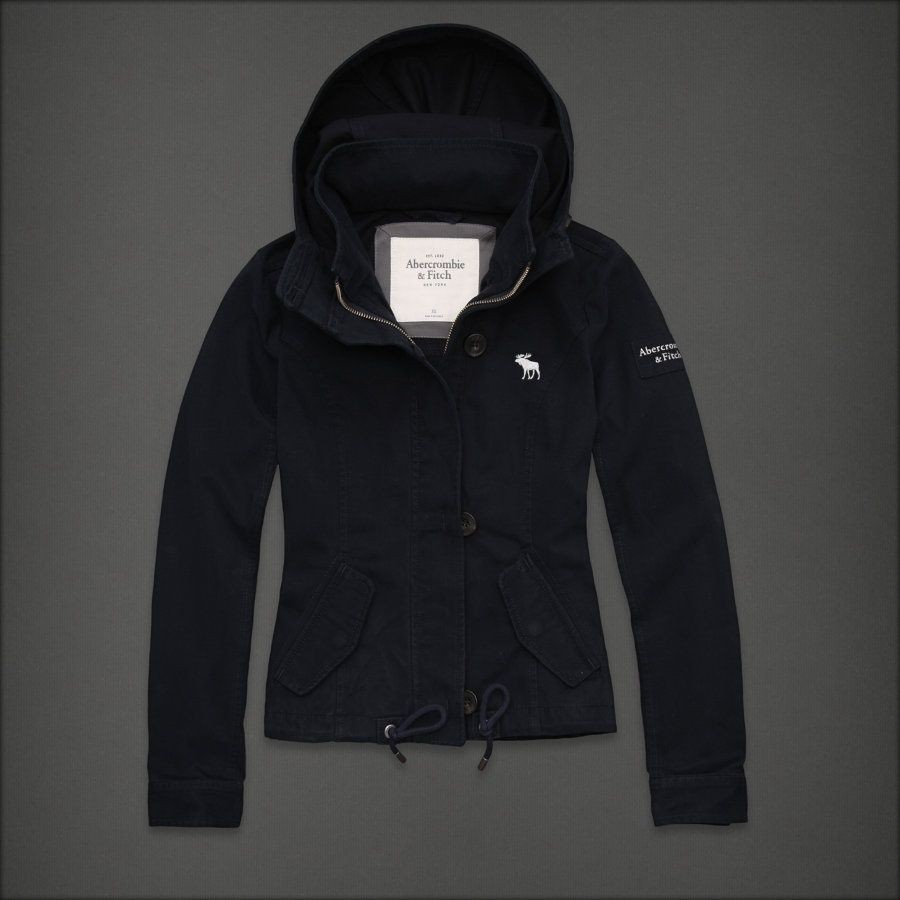 NWT ABERCROMBIE & FITCH KIRAN JACKET NAVY FULL ZIPPER NEW SZ M HOOD