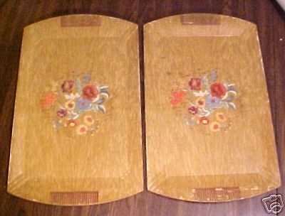 2Vintage Hasko Wood Trays Lithographed Paper Haskelite