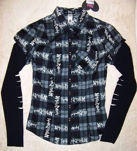 NWT Avril Lavigne ABBEY DAWN Plaid D/S Buttoned Top XS