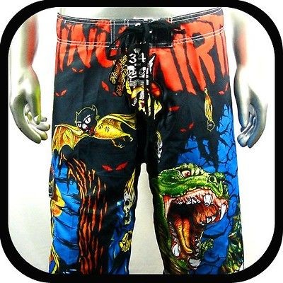 Minute Mirth Shorts Trunks Board Tattoo Surf K8 Sz 36 Skate Swim Rock 