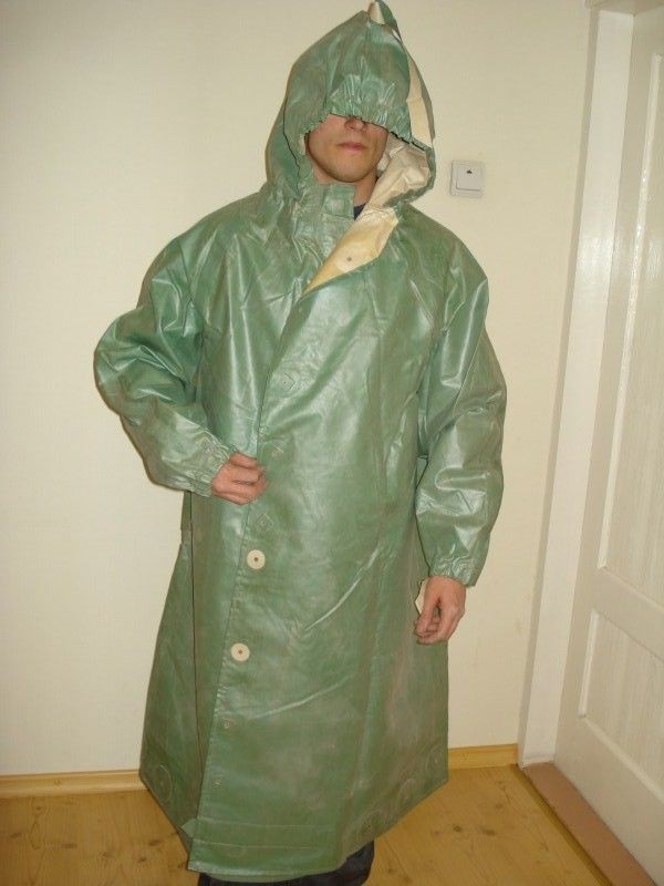 Vintage Soviet Russian High Quality Rubber Raincoat Rain Coat Cloack 