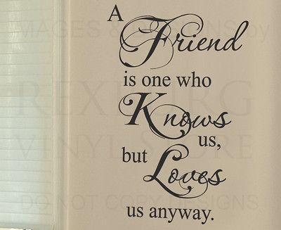   Sticker Quote Vinyl Art Lettering A Friend Loves Us Friendship FR11