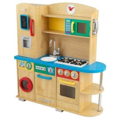   KITCHEN FOOD CHEF KIDS PLAY HOUSE w/ STORAGE WOOD/WOODEN CHILDRENS