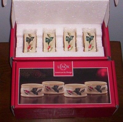 Lenox Winter Greetings Napkin Rings Napkin Holders NEW Set of 8 NRFB