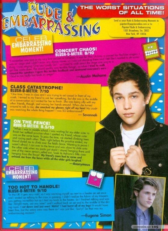 AUSTIN MAHONE   11 x 8 MAGAZINE CLIPPING   PINUP   POSTER   TEEN BOY 